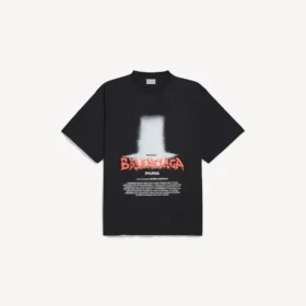 Ανδρικό φαρδύ T-shirt «The Door» σε μαύρο χρώμα