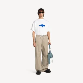 Ανδρικό φαρδύ T-shirt «Wet Brush» σε λευκό χρώμα
