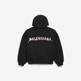 Ανδρικό φούτερ με κουκούλα και φερμουάρ «DIY Balenciaga Back» σε κανονική εφαρμογή, σε μαύρο χρώμα