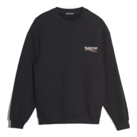 Ανδρικό μακρυμάνικο μπλουζάκι Balenciaga με τύπωμα λογότυπου, μαύρο 556147TBV141000