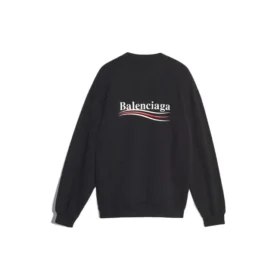 Ανδρικό μακρυμάνικο μπλουζάκι Balenciaga με τύπωμα λογότυπου, μαύρο 556147TBV141000
