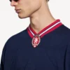 Ανδρικό μακρυμάνικο T-shirt ποδοσφαίρου 3b με V-neck σε σκούρο μπλε ναυτικό/κόκκινο