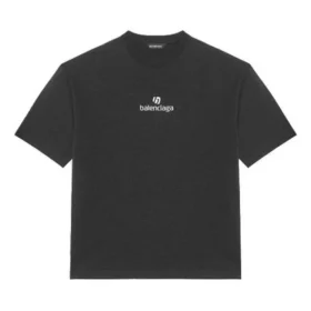 Ανδρικό μαύρο κοντομάνικο μπλουζάκι Balenciaga με τυπωμένο αλφάβητο 612966TJVD91034