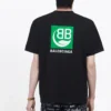 Ανδρικό μαύρο μπλουζάκι Balenciaga με τυπωμένο λογότυπο και κοντά μανίκια 594579THV631000