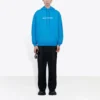 Ανδρικό μπλουζάκι Balenciaga FW21 με κουκούλα και λογότυπο, μακρυμάνικο, μπλε 570811TIV557560