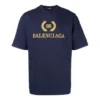 Ανδρικό μπλουζάκι Balenciaga με λογότυπο, στρογγυλό λαιμό και κοντά μανίκια, ναυτικό μπλε 535622TAV044128