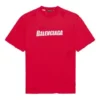 Ανδρικό μπλουζάκι Balenciaga με τυπωμένο αλφάβητο, τρύπες, στρογγυλό λαιμό και κοντά μανίκια, κόκκινο 651795TKVB86295