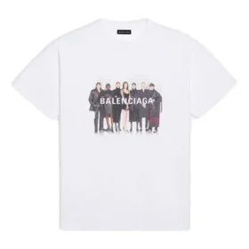 Ανδρικό μπλουζάκι Balenciaga με τυπωμένο λογότυπο Band Portrait, ρετρό στυλ, κοντό μανίκι, λευκό 612966TIV479000 Ανδρικό μπλουζάκι Balenciaga με τυπωμένο λογότυπο Band Portrait, ρετρό στυλ, κοντό μανίκι, λευκό 612966TIV479000