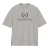 Ανδρικό μπλουζάκι Balenciaga με τυπωμένο λογότυπο BB, κοντό μανίκι, γκρι 544271TCV251300