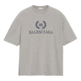 Ανδρικό μπλουζάκι Balenciaga με τυπωμένο λογότυπο BB, κοντό μανίκι, γκρι 544271TCV251300 Ανδρικό μπλουζάκι Balenciaga με τυπωμένο λογότυπο BB, κοντό μανίκι, γκρι 544271TCV251300