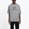 Ανδρικό μπλουζάκι Balenciaga με τυπωμένο λογότυπο BB, κοντό μανίκι, γκρι 544271TCV251300