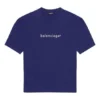 Ανδρικό μπλουζάκι Balenciaga SS21 με τυπωμένο λογότυπο και αλφάβητο, κοντό μανίκι, μπλε, 612966TIV545400
