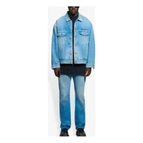 Ανδρικό μπουφάν Balenciaga SS21 Classic Logo από τζιν, ανοιχτό μπλε 657608TDW154307