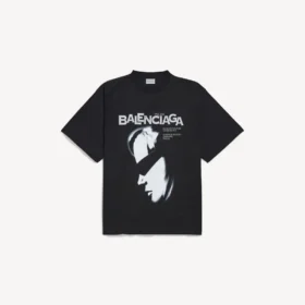 Ανδρικό oversized T-shirt «Lady in Shades» σε μαύρο χρώμα