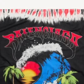 Ανδρικό παρεό με έντονο tie dye σε μαύρο/κόκκινο