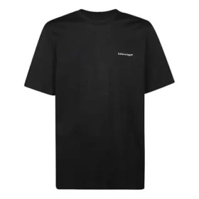 Ανδρικό πλεκτό μπλουζάκι Balenciaga με λογότυπο, κοντό μανίκι, μαύρο 556150TYK281000