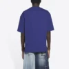 Ανδρικό πλεκτό πουκάμισο Balenciaga FW21 ρετρό, κοντομάνικο, μπλε ναυτικό 612966TKVD33967