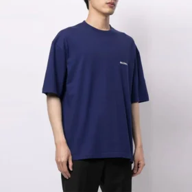 Ανδρικό πουλόβερ Balenciaga FW21 με λογότυπο, στρογγυλό λαιμό και κοντά μανίκια, μπλε 612966TIVG53967