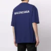 Ανδρικό πουλόβερ Balenciaga FW21 με λογότυπο, στρογγυλό λαιμό και κοντά μανίκια, μπλε 612966TIVG53967