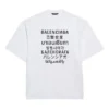 Ανδρικό πουλόβερ Balenciaga με στρογγυλό λαιμό, κοντό μανίκι και τύπωμα λέξεων, λευκό 641614TJVI39040