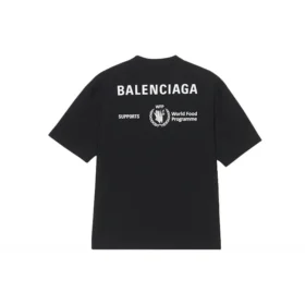 Ανδρικό πουλόβερ Balenciaga x WFP 1ης γενιάς με τυπωμένο λογότυπο, στρογγυλό λαιμό και κοντά μανίκια, μαύρο 612966THV841000