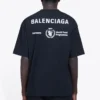 Ανδρικό πουλόβερ Balenciaga x WFP 1ης γενιάς με τυπωμένο λογότυπο, στρογγυλό λαιμό και κοντά μανίκια, μαύρο 612966THV841000