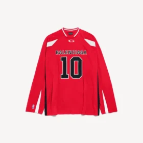 Ανδρικό T-shirt Balenciaga | NBA collaboration, oversized, μακρυμάνικο, σε κόκκινο/πολύχρωμο
