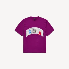Ανδρικό T-shirt Balenciaga | Συνεργασία με την NBA, oversized, σε μωβ χρώμα