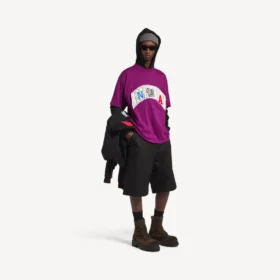 Ανδρικό T-shirt Balenciaga | Συνεργασία με την NBA, oversized, σε μωβ χρώμα