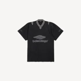 Ανδρικό T-shirt φούτερ ποδοσφαίρου 3b με V-neck, oversized, σε μαύρο/ανθρακί