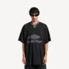 Ανδρικό T-shirt φούτερ ποδοσφαίρου 3b με V-neck, oversized, σε μαύρο/ανθρακί