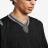 Ανδρικό T-shirt φούτερ ποδοσφαίρου 3b με V-neck, oversized, σε μαύρο/ανθρακί