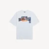 Ανδρικό T-shirt με σχέδιο αυτοκόλλητων για αυτοκίνητα, μεσαία εφαρμογή, σε λευκό χρώμα