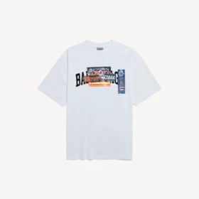 Ανδρικό T-shirt με σχέδιο αυτοκόλλητων για αυτοκίνητα, μεσαία εφαρμογή, σε λευκό χρώμα