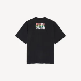 Ανδρικό T-shirt με σχέδιο αυτοκόλλητων για αυτοκίνητα, μεσαία εφαρμογή, σε μαύρο χρώμα