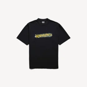 Ανδρικό T-shirt με σχέδιο «messy spray» και μεσαία εφαρμογή, σε μαύρο χρώμα