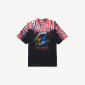 Ανδρικό T-shirt με τεχνική «extreme tie dye» και μεσαία εφαρμογή σε μαύρο χρώμα