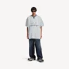 Ανδρικό T-shirt ποδοσφαίρου 3b με V-neck, oversized, σε γκρι/λευκό