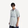 Ανδρικό T-shirt ποδοσφαίρου 3b με V-neck, oversized, σε γκρι/λευκό