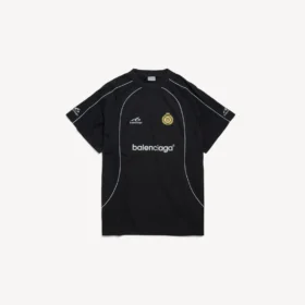Ανδρικό T-shirt ποδοσφαίρου oversized σε μαύρο χρώμα