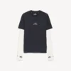 Ανδρικό τεχνικό T-shirt με μακριά μανίκια σε μπλε ναυτικό/λευκό