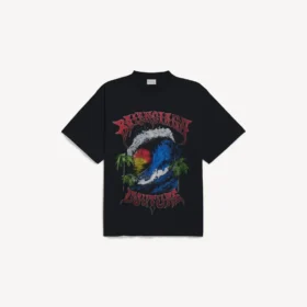 Ανδρικό vintage T-shirt σέρφερ oversized σε μαύρο χρώμα