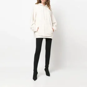 Αθλητική φούτερ με κουκούλα και κορδόνια, oversized “Λευκό” 600583TLVA19080