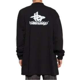 Αθλητικό T-shirt με μακριά μανίκια και στρωματοποιημένη σχεδίαση, Oversized «Μαύρο Λευκό» 739027TPVF21070