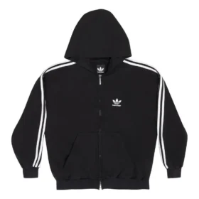 Balenciaga x adidas Φούτερ με κουκούλα και φερμουάρ “Black White” 723754TNVN28482