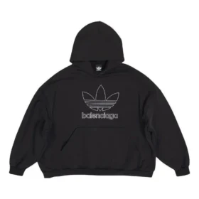 Balenciaga x adidas Φούτερ με κουκούλα και λογότυπο Oversized “Black White” 712396TNVA91070