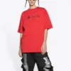 Balenciaga x PlayStation Crossover FW21 PS5 με αλφαβητικό γεωμετρικό μοτίβο, κοντομάνικο, unisex, κόκκινο 651795TKVF36552