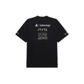 Balenciaga x PlayStation Crossover PS5 με αλφαβητικό γεωμετρικό μοτίβο, κοντομάνικο, unisex, μαύρο 651795TKVF31070