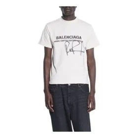 Balenciaga x RuPaul, με κοινή υπογραφή, FW21, με τυπωμένα γράμματα, στρογγυλό γιακά, ανδρικό, λευκό 670943TLV579057