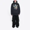 Balenciaga x THE SIMPSONS Φούτερ με κουκούλα από βαμβάκι, φαρδιά γραμμή “Black” 674986TLVG81000